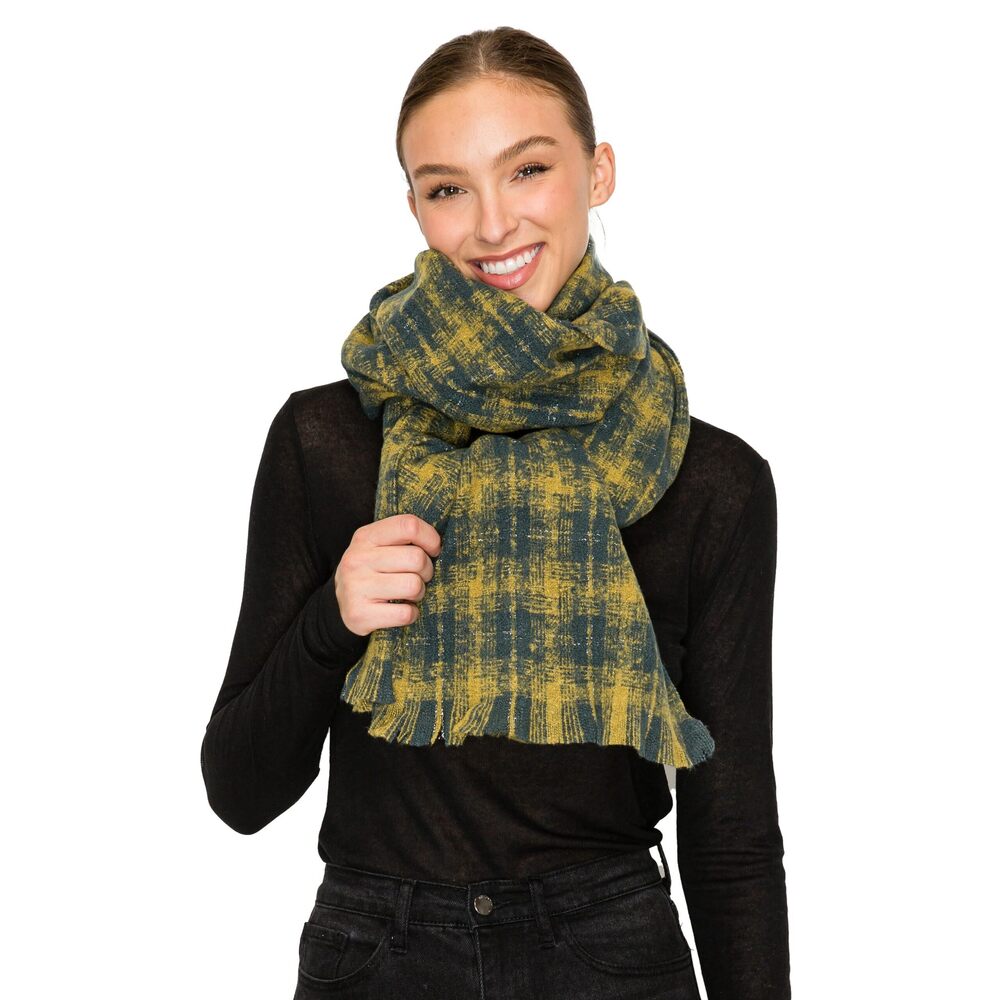 5426 Women's Fall & Winter Blanket Scarf- Ombre Check Green (17